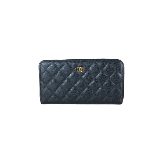 Excellent（Rank SA）｜Chanel Caviar Skin Black Long  Wallet Made In 2014-2015Year ｜X25101802
