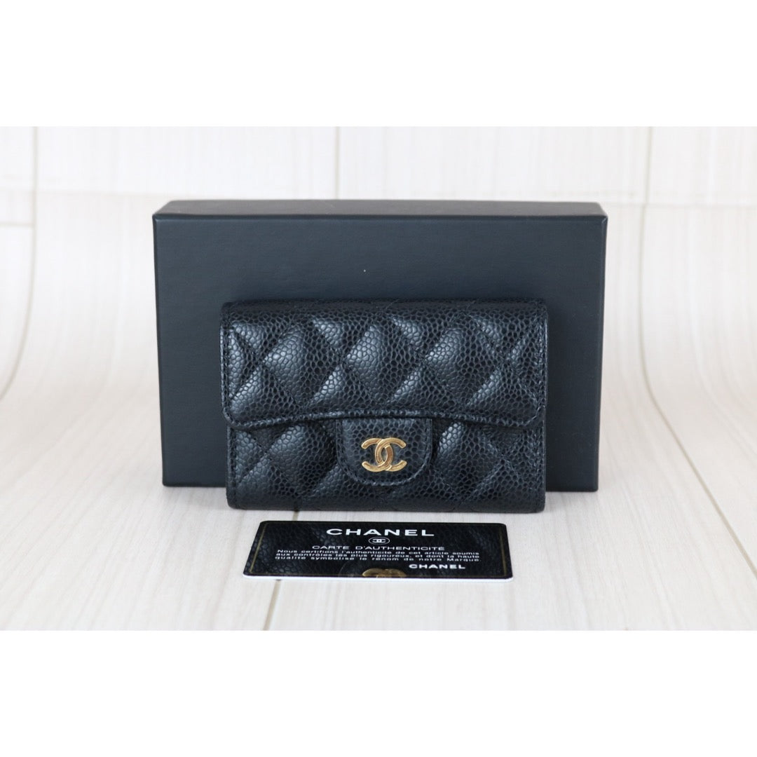 Very Good ( Rank A)｜Chanel Caviar Skin Card Holder  Black Made In 2018-2019Year ｜X25072603