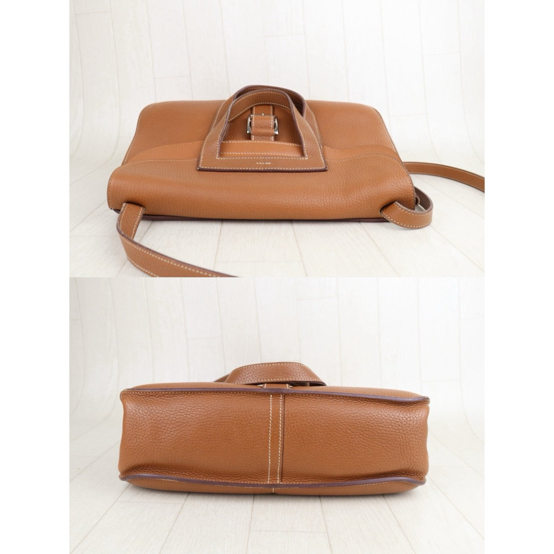 Good ( Rank AB)｜ Hermes Halzan 31 TC Leather Handbag Shoulder Bag Golden Brown C Stamp Made In 2018 Year｜H25081804