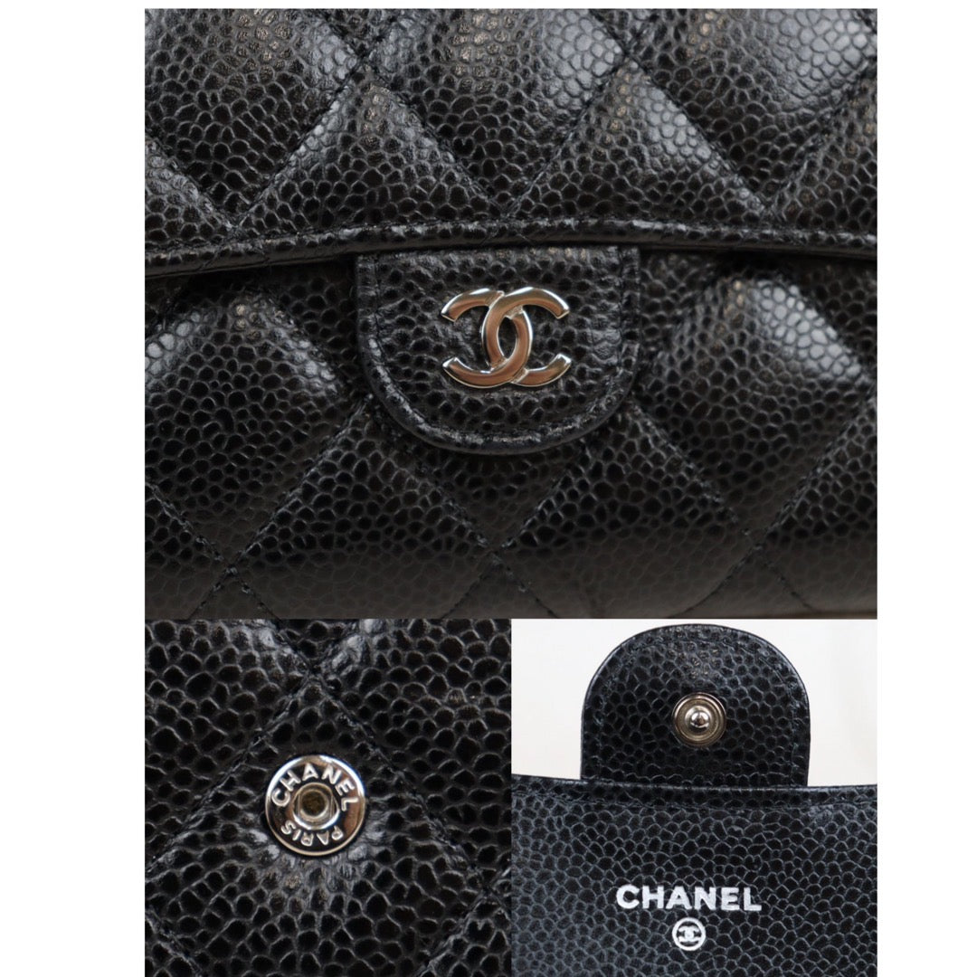 Rank A ｜Chanel Caviar Skin Black Long Wallet Made In 2018-2019 Year｜23121208