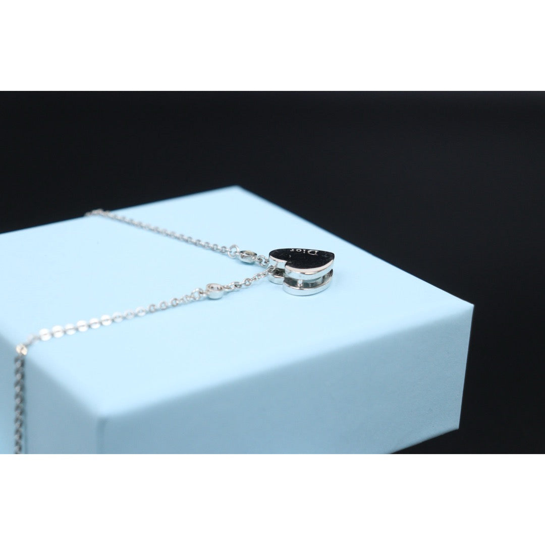 Very Good ( Rank A) ｜ Dior CD Heart Rhinestone Double Chain Long Necklace ｜V25121116