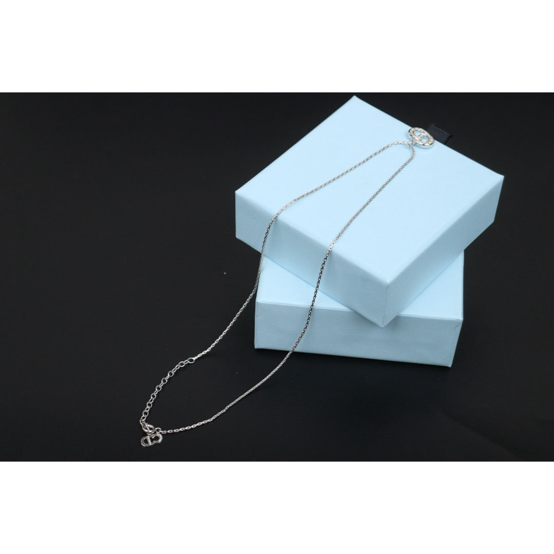 Very Good ( Rank A) ｜ Dior CD Rhinestone Necklace Silver ｜V25121115