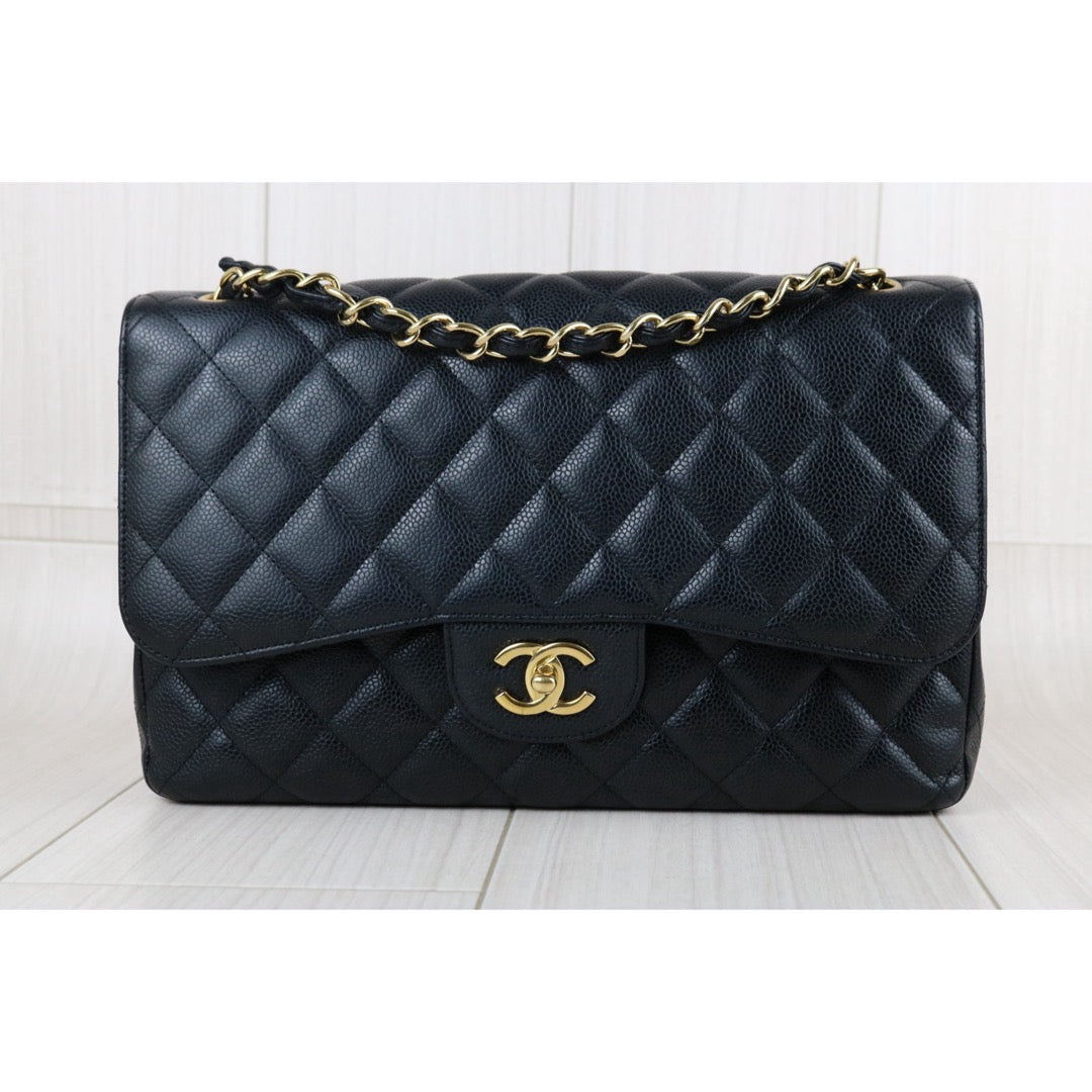 Include Entrupy Certificate of Authenticity｜Very Good ( Rank A)｜ CHANEL Matrasse Chain Caviar Skin Jumbo Black  Made In 2011Year｜S26060104