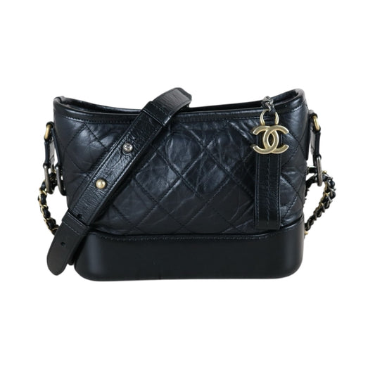 Good ( Rank AB)｜ CHANEL PM Gabrielle Calf Leather Shoulder Bag Black Made In 2018Year｜S26030812