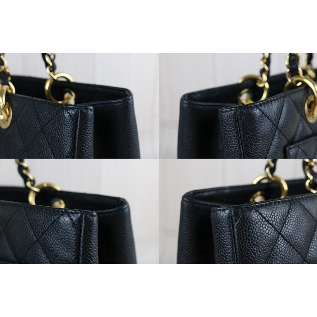 Include Entrupy Certificate of Authenticity｜Very Good ( Rank A) ｜ CHANEL Caviar Skin Matrasse Chain GST Tote Bag  Black  Made In 2009-2010Year｜S26062801