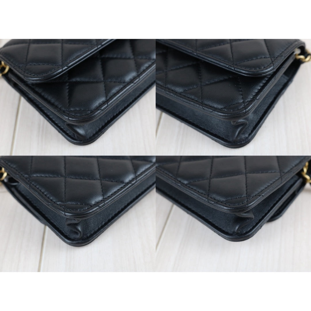 Include Entrupy Certificate of Authenticity｜Excellent（Rank SA）｜ CHANEL Matelasse Chain 23C Calfskin WOC Black IC Chips Model｜S26070902
