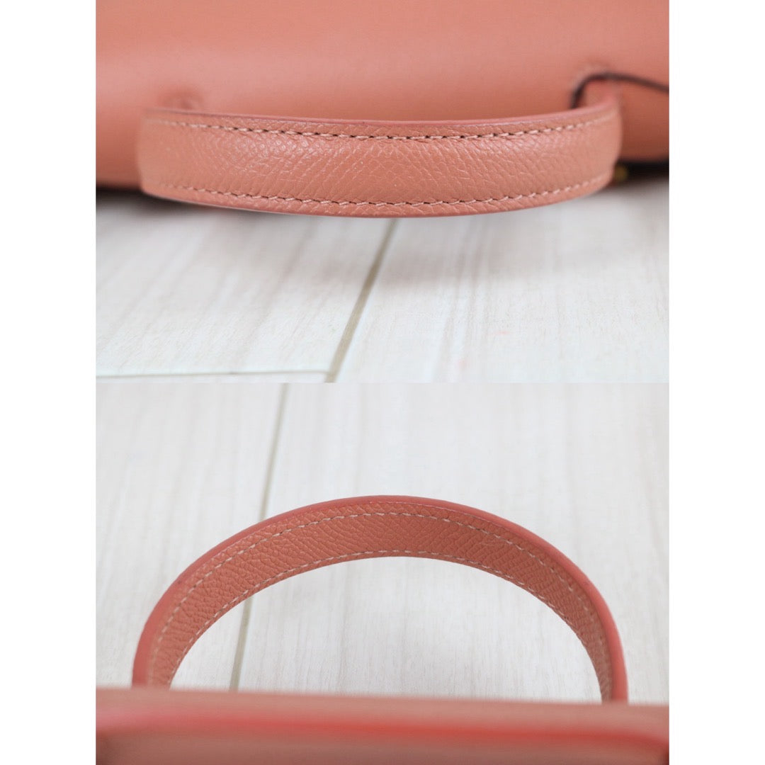 Include Entrupy Certificate of Authenticity｜Very Good ( Rank A)｜CELINE Calf Leather Belt Pico Handbag Shoulder Bag Lychee Pink｜X26051715