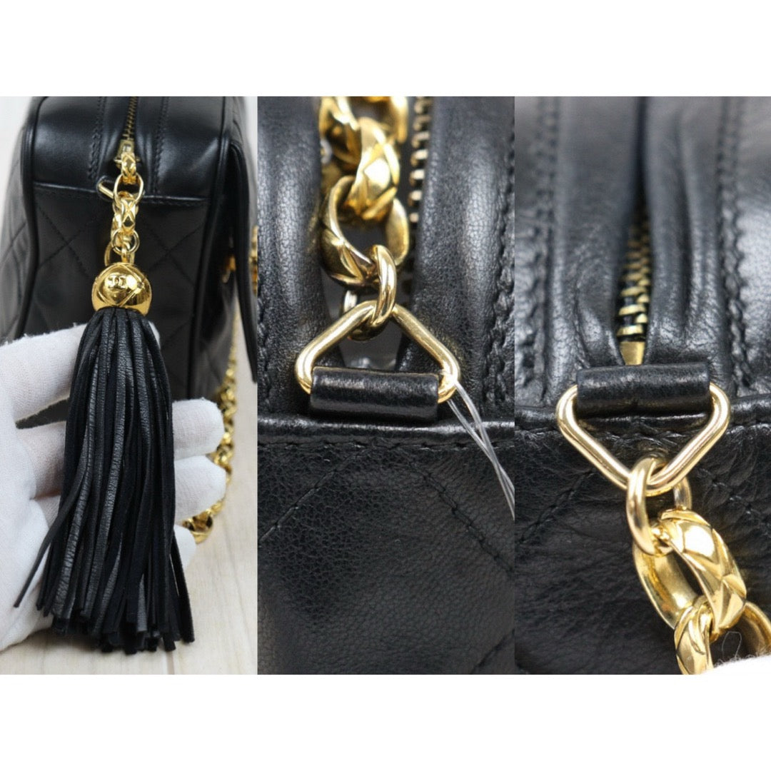 Good ( Rank AB)｜ CHANEL Matrasse Chain Camera Bag  18 Shoulder Bag Black  Made in 1994-1996Year ｜P24120209