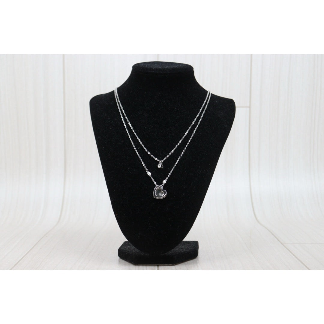 Very Good ( Rank A) ｜ Dior CD Heart Rhinestone Double Chain Long Necklace ｜V25121116
