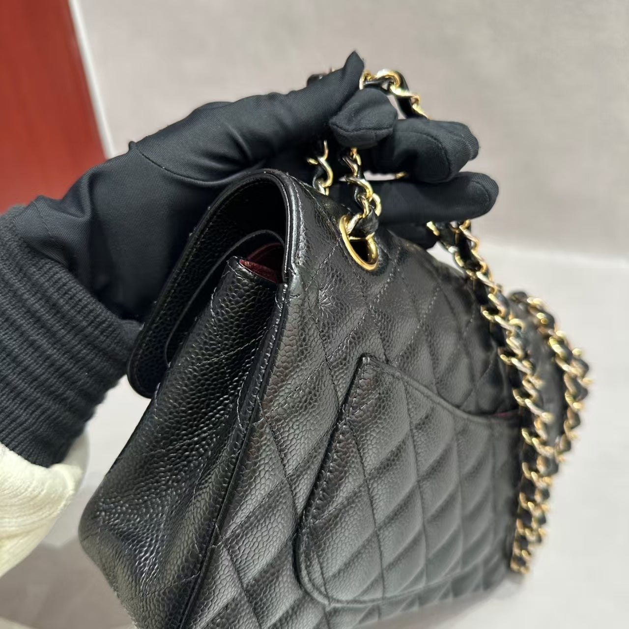 Very Good ( Rank A)｜CHANEL caviar Skin Matrasse Double Flap 23 Shoulder Bag Black
