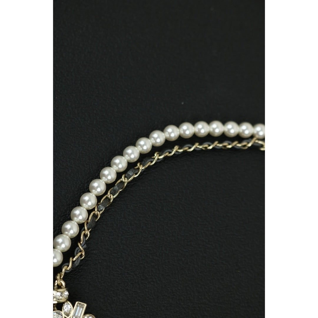 Excellent（Rank SA）｜ CHANEL Coco Mark Chain Pearl Rhinestone Chocker Necklace｜X24121802