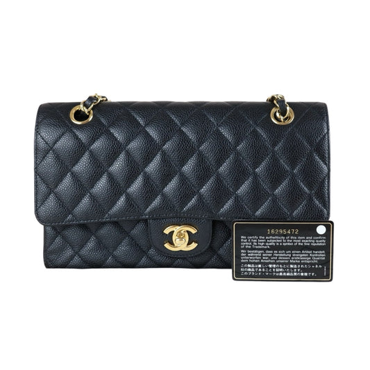 Very Good ( Rank A)｜ CHANEL Caviar Skin Matrasse Double Flap 25 Shoulder Bag Black Made In 2012 Year ｜S25072301