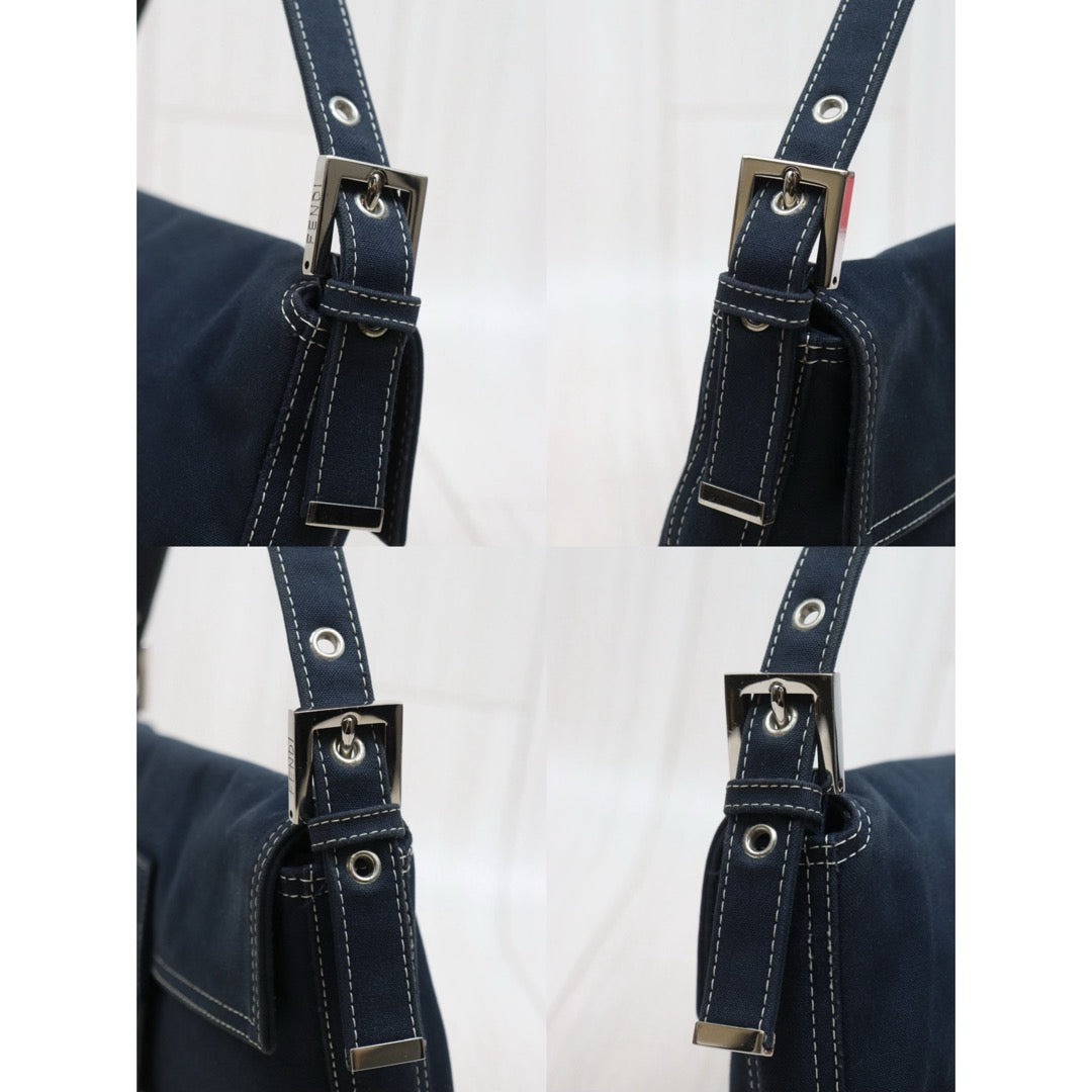 Include Entrupy Certificate of Authenticity｜Good ( Rank AB)｜  FENDI Denim Baguette Shoulder Bag  ｜S26060616