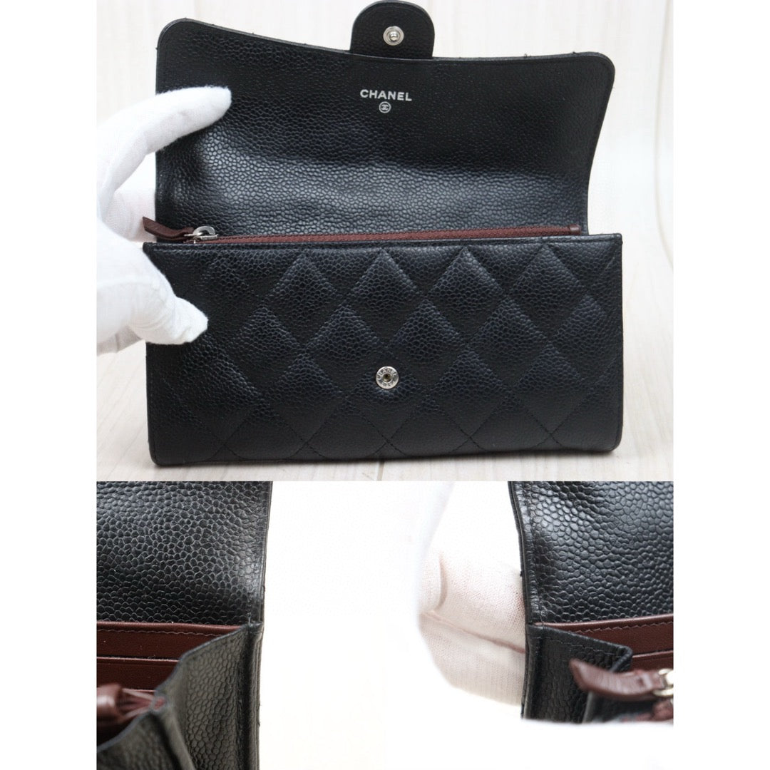 Good ( Rank AB)｜CHANEL Caviar Skin Black Long Wallet Made In 2018 - 2019 Year｜24120511