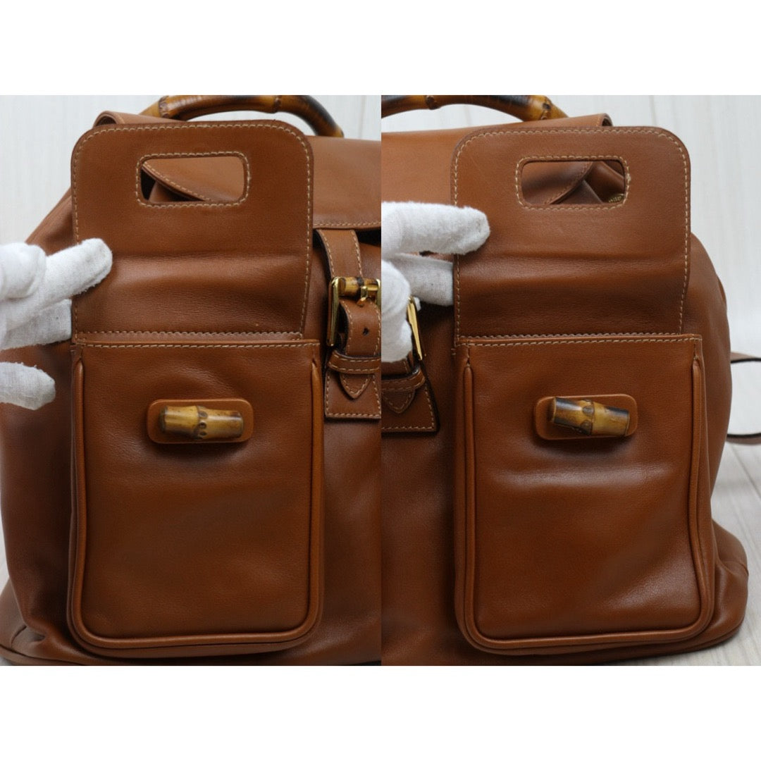 Good ( Rank AB)｜GUCCI Bamboo Leather GM Backpack Brown｜24092615