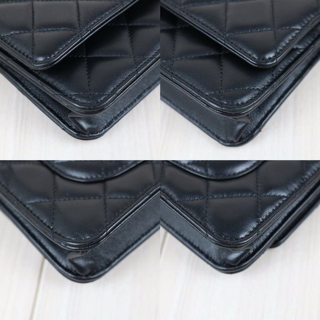 Include Entrupy Certificate of Authenticity｜Very Good ( Rank A)｜CHANEL Lamb Skin WOC Chain Bag Black Made In 2020-2021 Year ｜X26100709