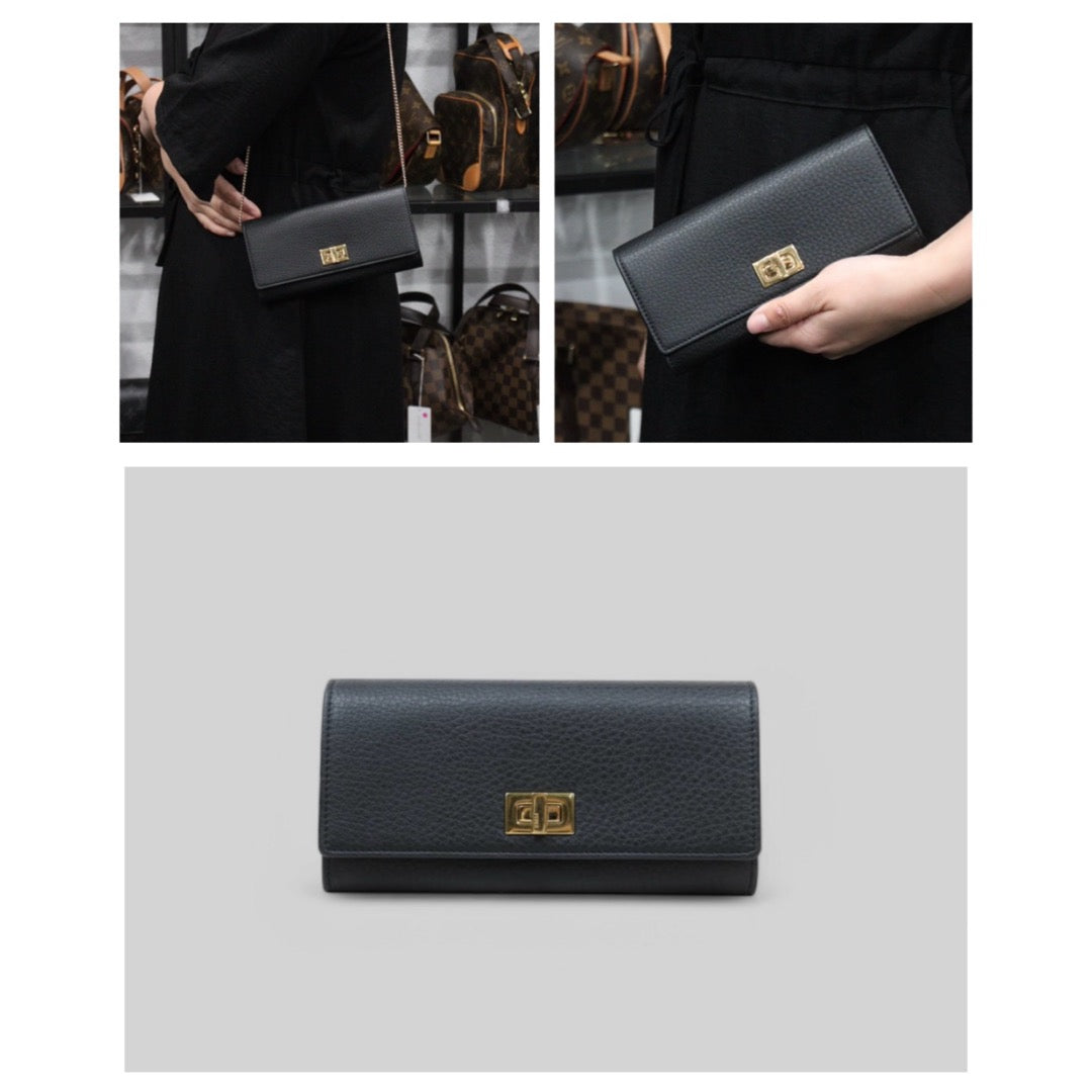 Very Good ( Rank A)｜FENDI  pekaboo Continental Wallet Black｜25031802