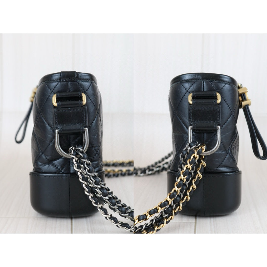 Very Good ( Rank A) ｜CHANEL PM Gabrielle Aged Calfskin Shoulder Bag Black Made in 2018 Year｜S24111810
