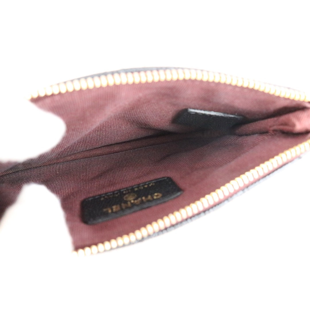 Good ( Rank AB)｜CHANEL Caviar Skin Calf Leather Card Holder Black ｜X25082404