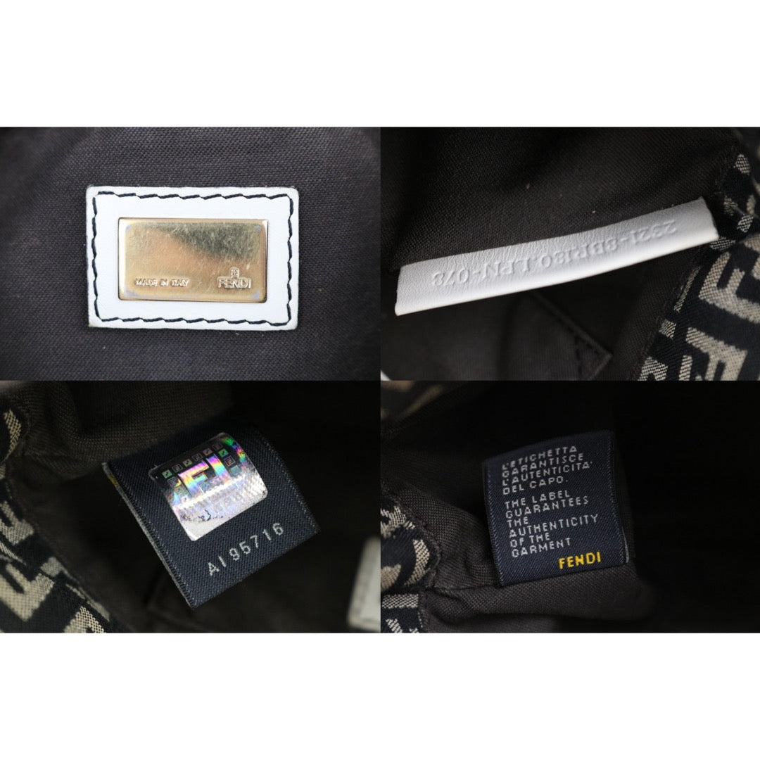Include Entrupy Certificate of Authenticity｜Good ( Rank AB)｜ FENDI Zucca Mamma Baguette Shoulder Bag Black and White｜X26100712