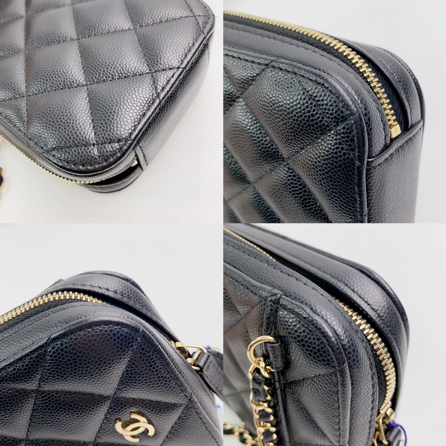 Rank AB ｜ CHANEL Caviar Skin Mobile Holder Shoulder Bag Black｜2302224