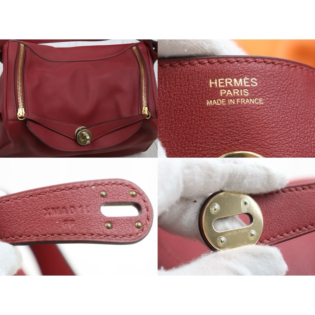 Good ( Rank AB)｜ Hermes Lindy30 Swift Leather Golden Hardware Shoulder Bag X stamp Made In 2016Year Red ｜L25111602