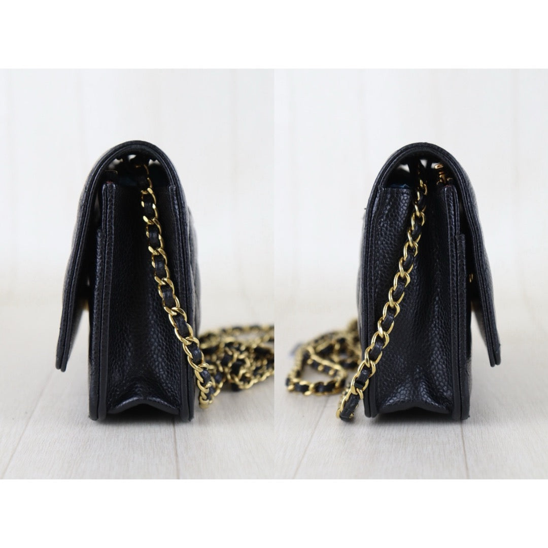 Include Entrupy Certificate of Authenticity｜Very Good ( Rank A)｜CHANEL Caviar Skin WOC Chain Bag Black  IC Chips Model｜S26090704
