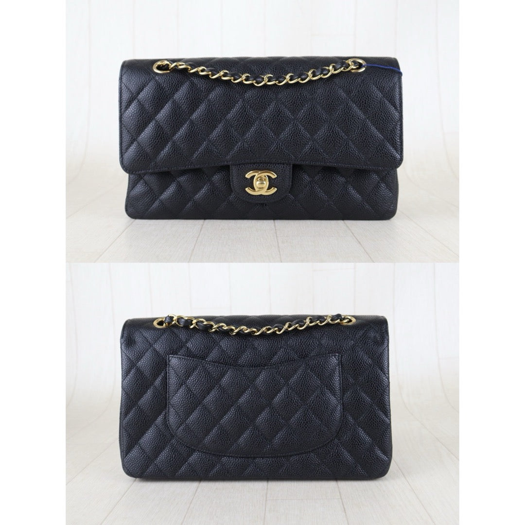 Include Entrupy Certificate of Authenticity｜Very Good ( Rank A)｜ CHANEL Caviar Skin Matrasse Chain Double Flap 25 Shoulder Bag  Black Made In 2014Year｜S26072546