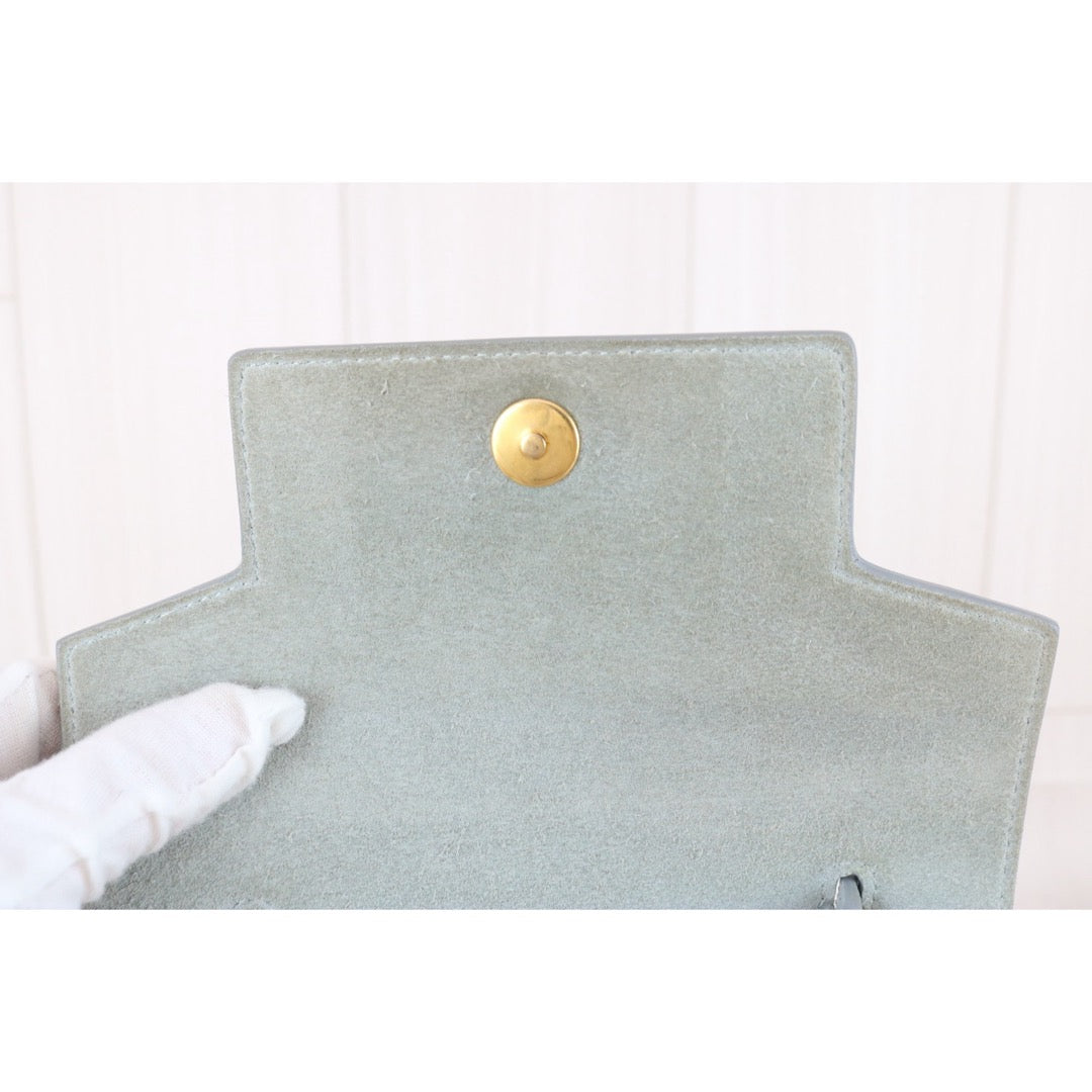 Good ( Rank AB)｜CELINE Calf Leather  Belt Nano Handbag Shoulder Bag Light Blue｜X26030106