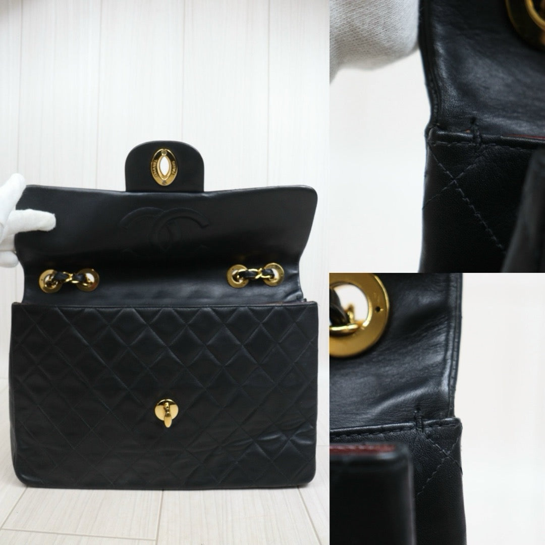Include Entrupy Certificate of Authenticity｜Good ( Rank AB)｜ CHANEL Lamb Skin Matrasse Chain Single Flap34 Shoulder Bag Black Made in 1994-1996Year｜26060202