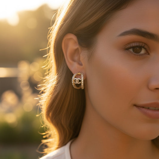 Include Authentic Detective Certificate of Authenticity｜Very Good ( Rank A) ｜CHANEL A22A COCO Mark Rhinestone Earrings Made In 2022Year｜V26030508