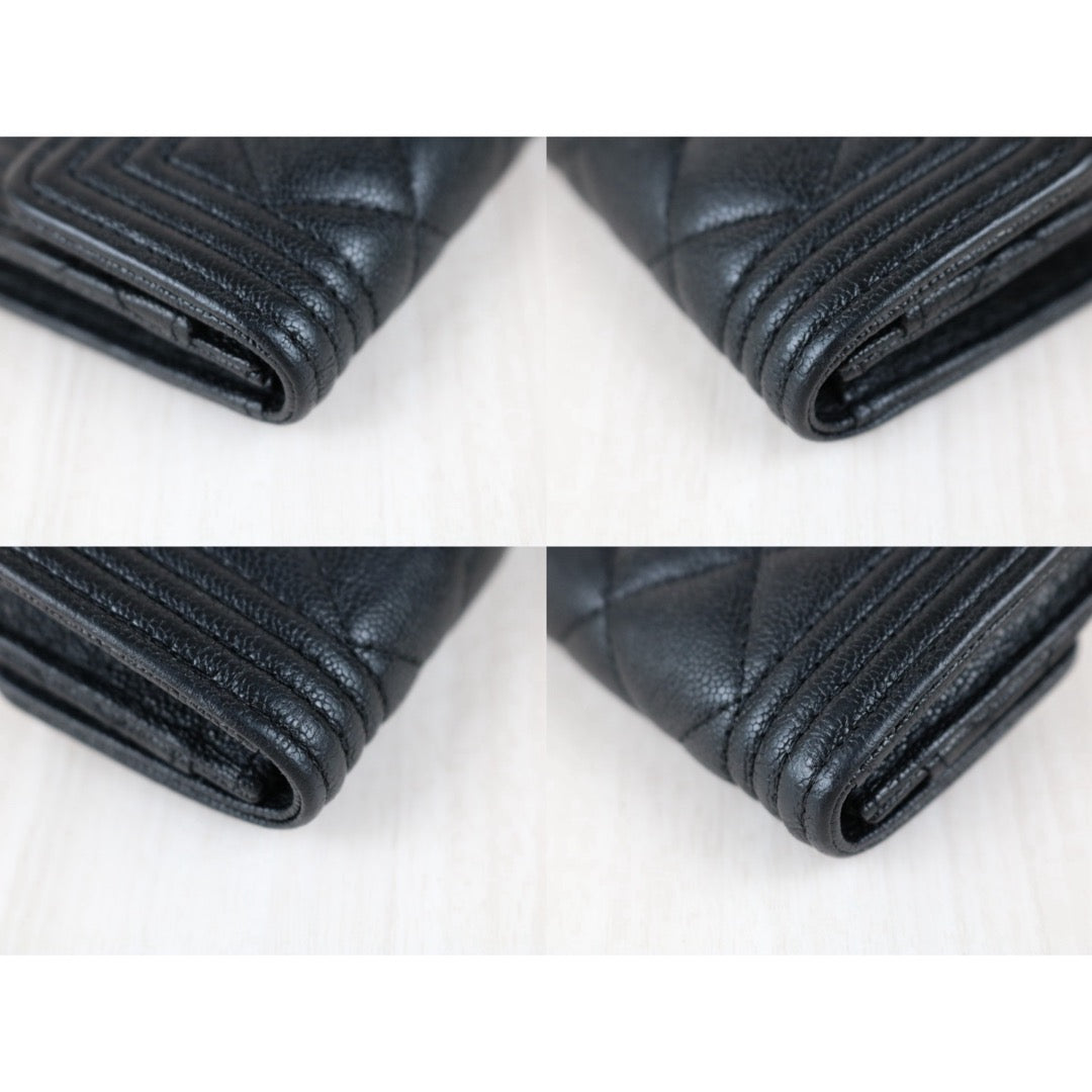 Include Entrupy Certificate of Authenticity｜Excellent（Rank SA）｜Full Set Chanel Caviar Skin Black Leboy Card Holder Made In 2019Year ｜X26051703