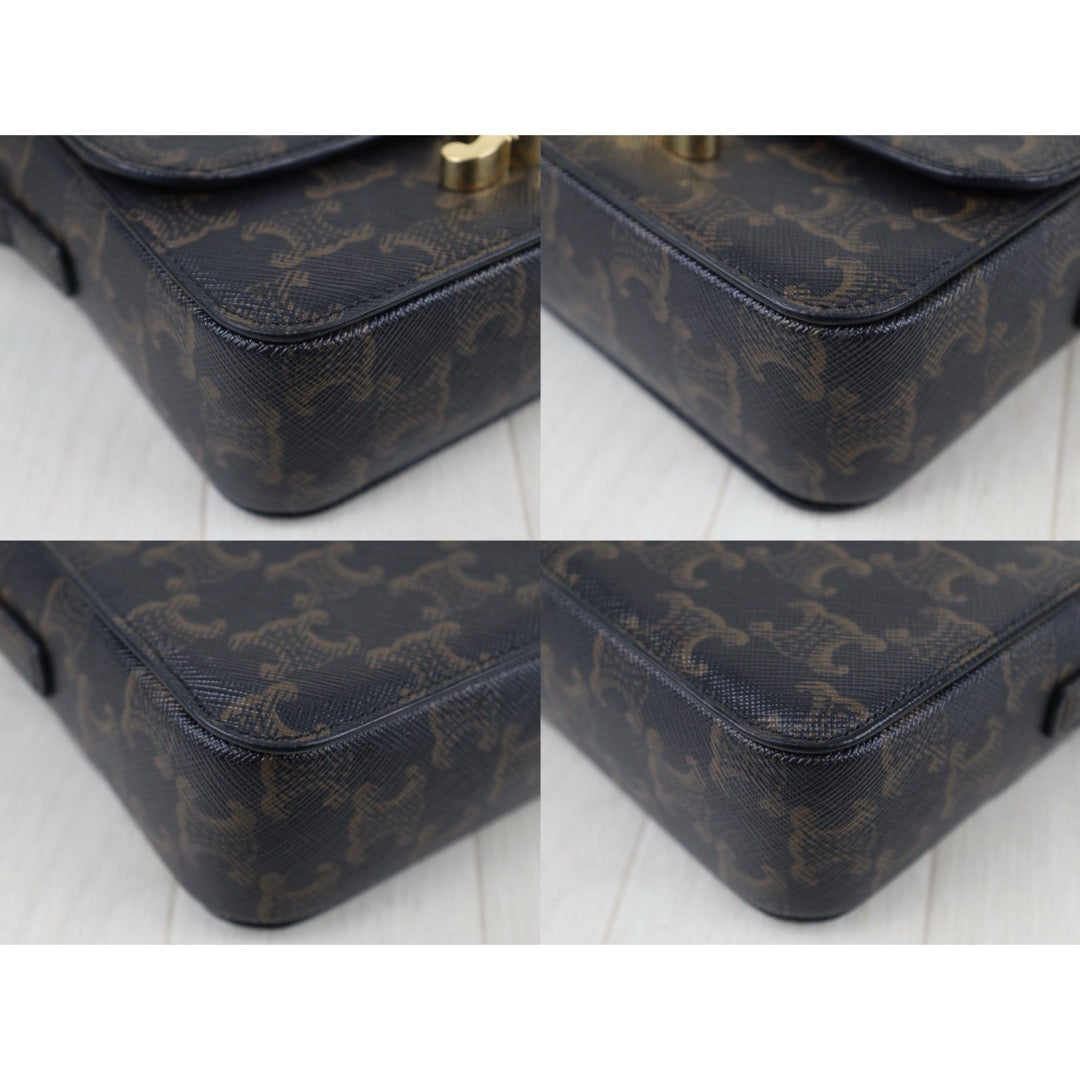 Include Entrupy Certificate of Authenticity｜Very Good ( Rank A) ｜ CELINE Macadam Triomphe Teen Shoulder Bag｜S26030101