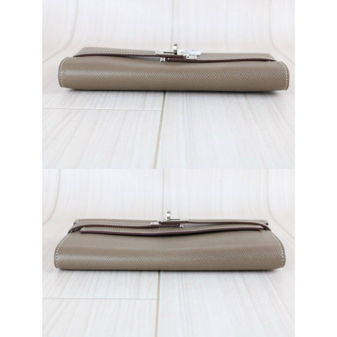 Very Good ( Rank A)｜ HERMES Epsom Kelly Wallet Etoupe Gray A Stamp Made In 2017Year｜W25071028