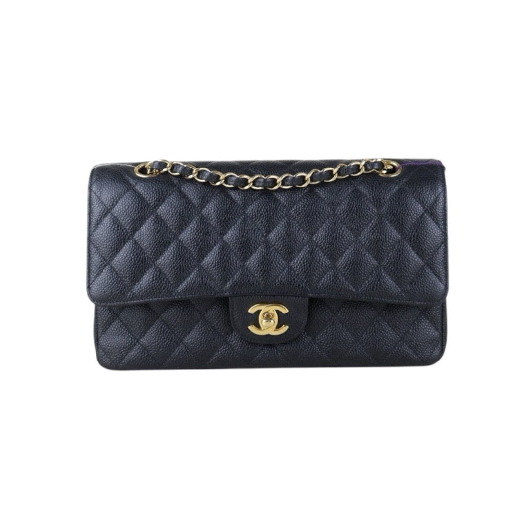 Include Entrupy Certificate of Authenticity｜Very Good ( Rank A)｜ CHANEL Caviar Skin Calf Leather Chain Double Flap 25 Shoulder Bag  Black Made In 2013-2014Year｜S26072602
