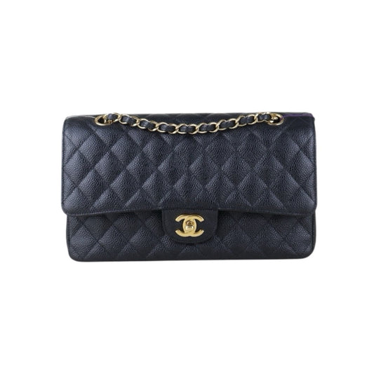 Include Entrupy Certificate of Authenticity｜Very Good ( Rank A)｜ CHANEL Caviar Skin Calf Leather Chain Double Flap 25 Shoulder Bag  Black Made In 2013-2014Year｜S26072602