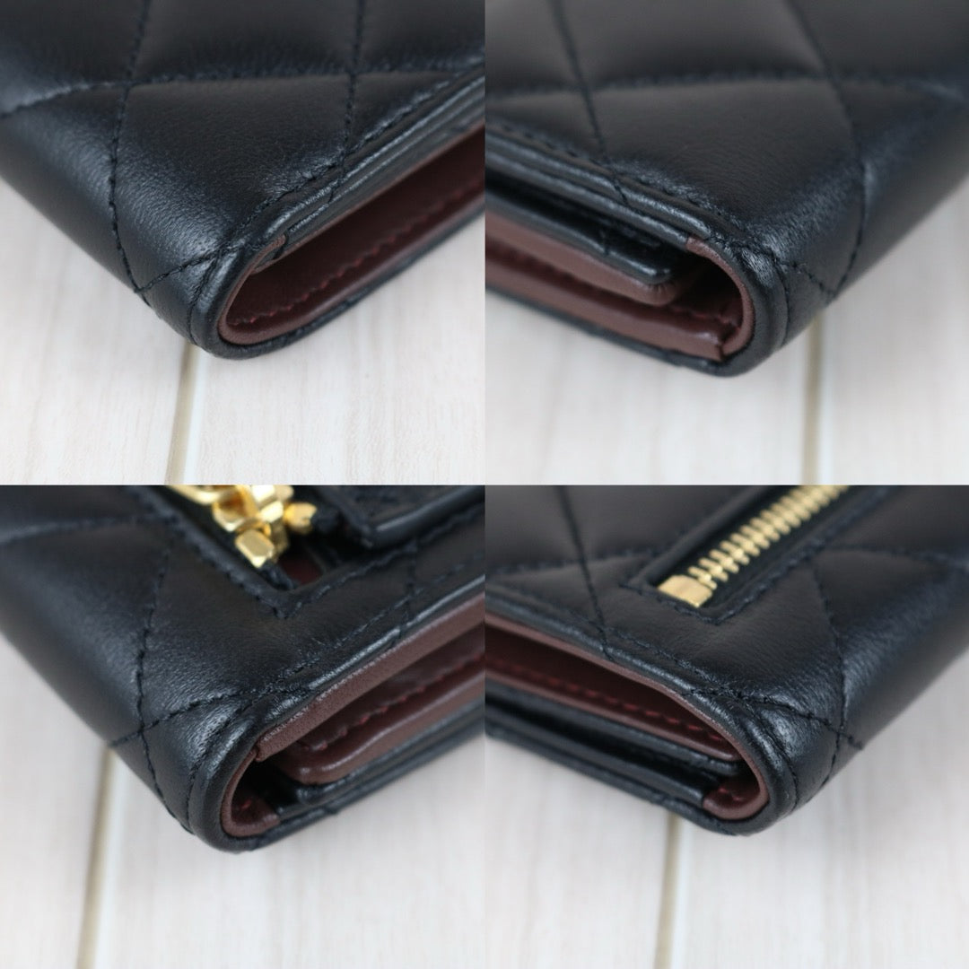 Include Entrupy Certificate of Authenticity｜Very Good ( Rank A)｜CHANEL Lamb Skin Black Wallet Made In 2018-2019Year｜S26050703