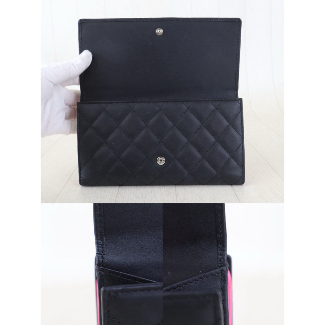 Include Entrupy Certificate of Authenticity｜Good ( Rank AB) ｜ CHANEL Cambon Long Wallet Black Made In 2013-2014 Year｜Z26101102