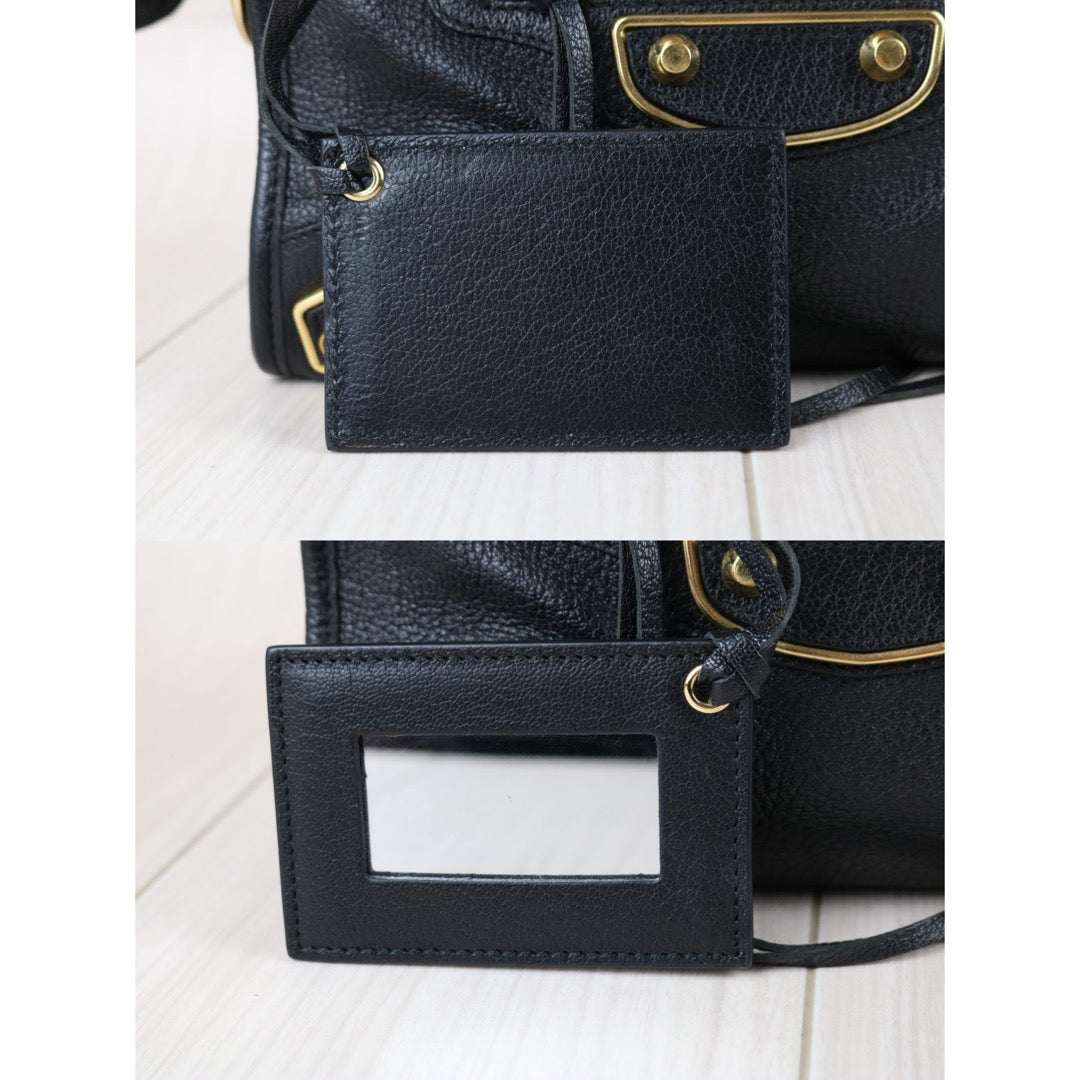 Include Entrupy Certificate of Authenticity｜Very Good ( Rank A)｜Balenciaga Goatskin  Edge Classic City  Black HandBag Shoulder Bag ｜S26041305