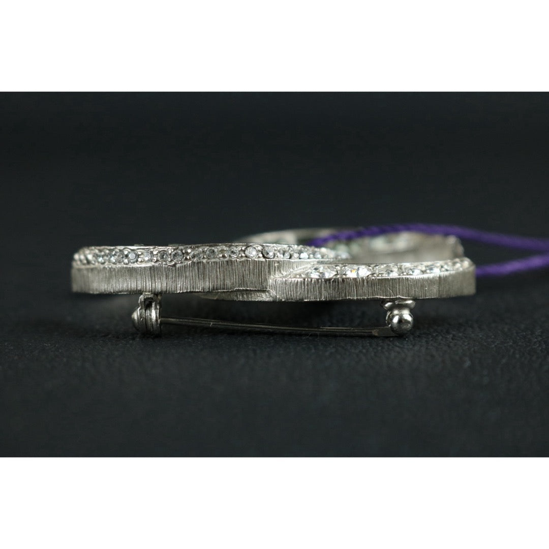 Include Authentic Detective Certificate of Authenticity｜Very Good ( Rank A)｜ CHANEL B15C Coco Mark Silver Rhinestone Brooch ｜S26050708