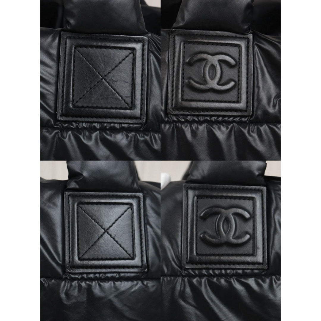 Include Entrupy Certificate of Authenticity｜Good ( Rank AB)｜ CHANEL Down Tote Bag  Black Made in 2009-2010Year ｜V25100717