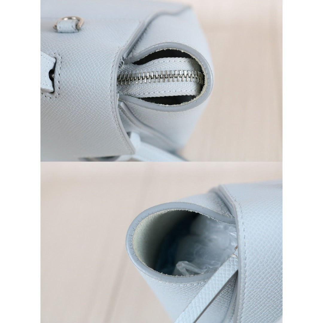 Very Good ( Rank A)｜CELINE Calf Leather  Belt Nano Handbag Shoulder Bag Soft Blue｜X25112309