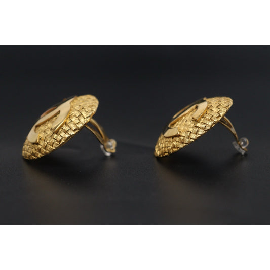 Very Good ( Rank A) ｜ CHANEL Coco Mark  Weave Gold Earrings Made In 1992Year ｜25111004