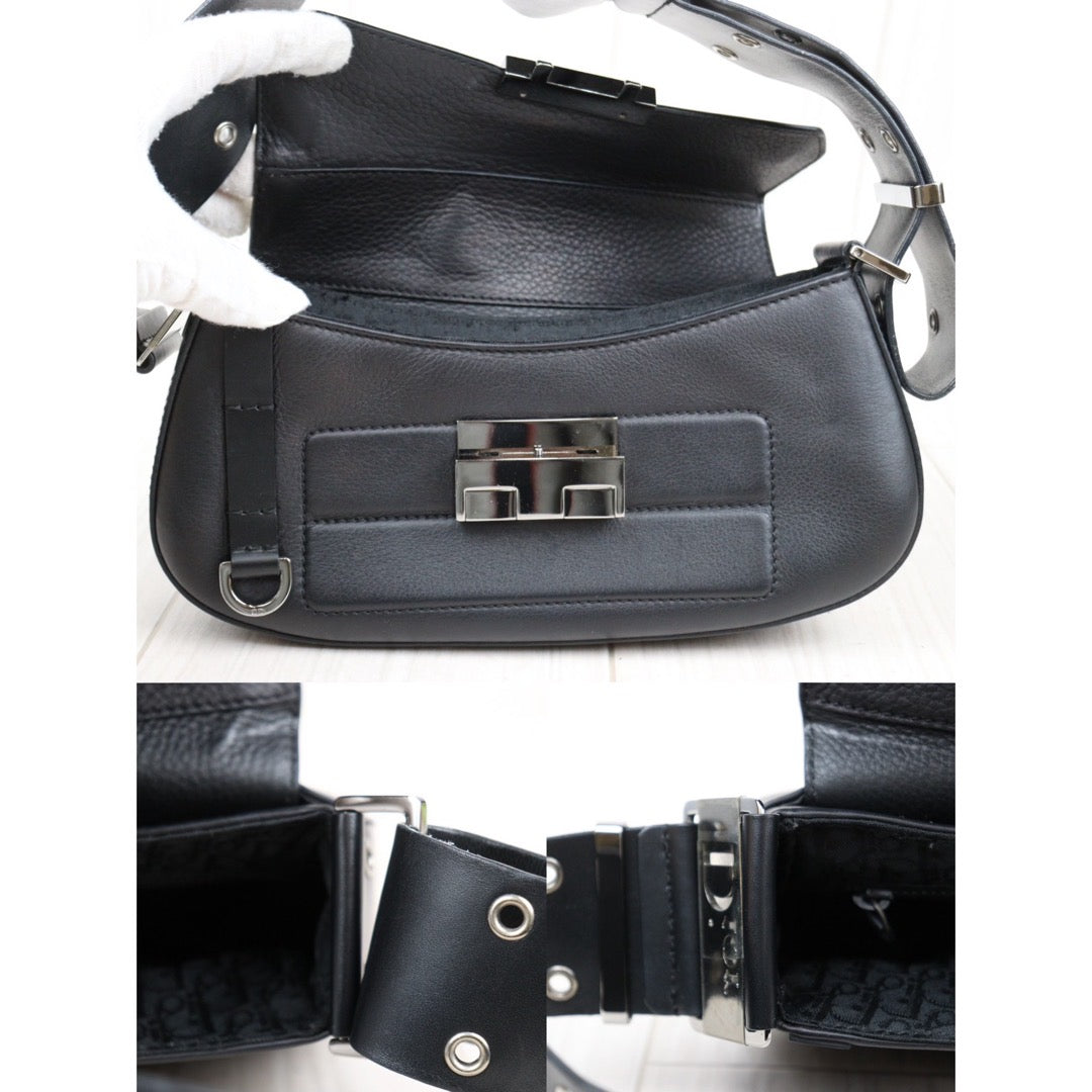 Rank A ｜ Dior Punk Calf Skin Shoulder Bag Black ｜24012518