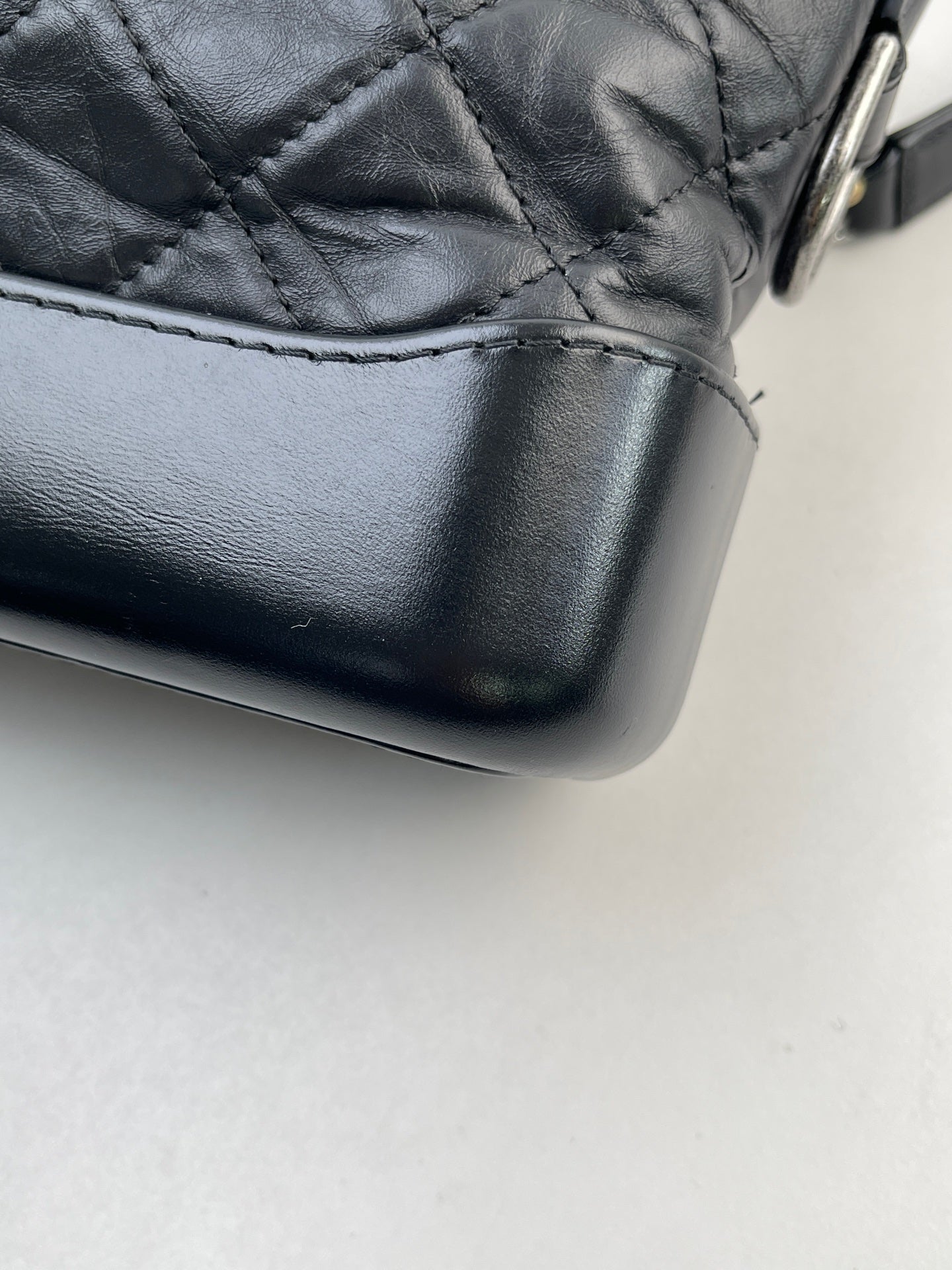 CHANEL PM Gabrielle Calf Leather Handbag Shoulder Bag Black