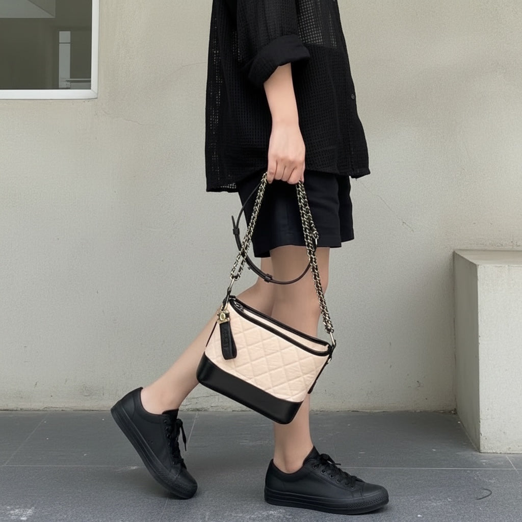 Include Entrupy Certificate of Authenticity｜Excellent（Rank SA）｜Full Set CHANEL PM Gabrielle Calf Leather Shoulder Bag Beige Made In 2018-2019Year｜S26060204