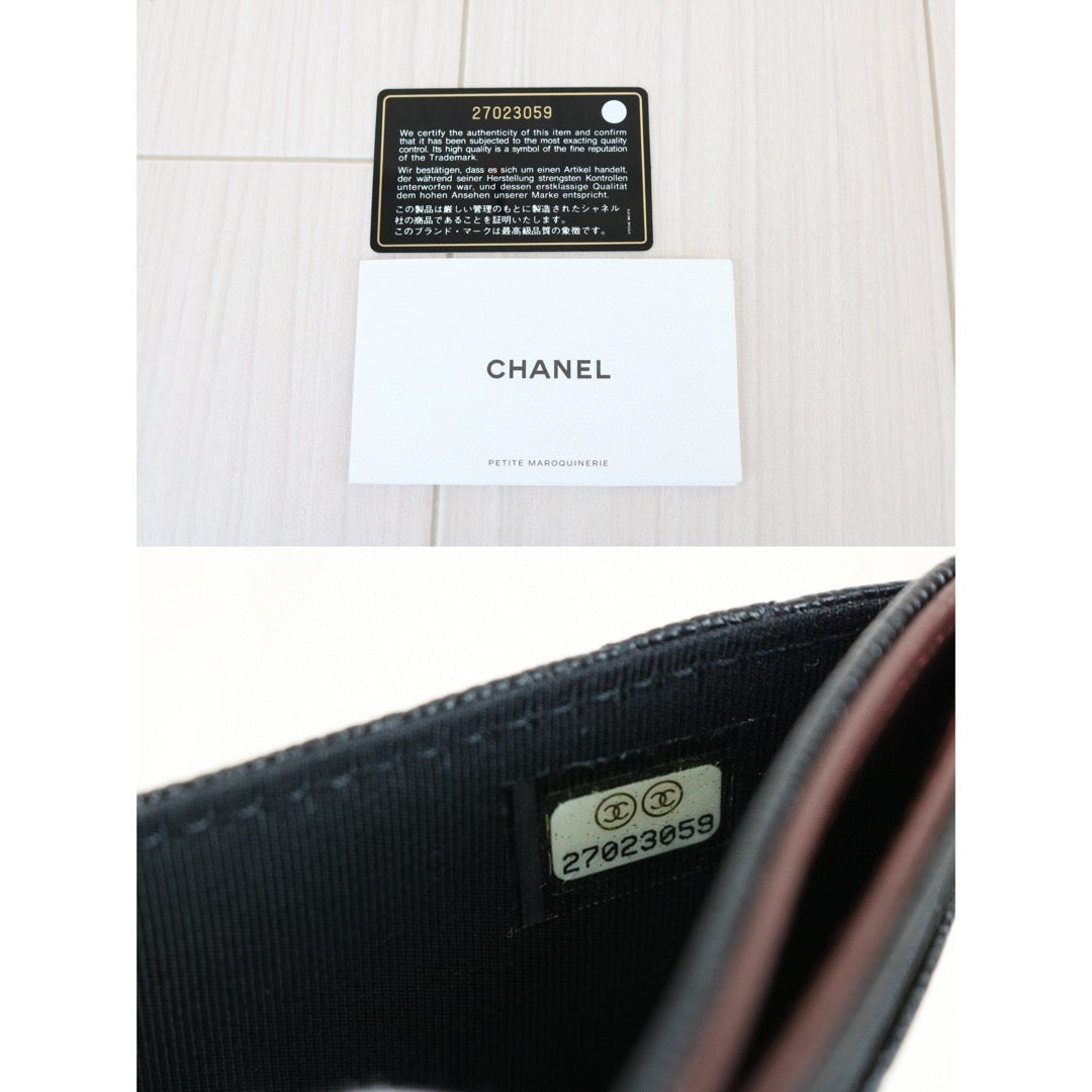 Very Good ( Rank A)｜Chanel Caviar Skin Black  Long Wallet Made In 2019Year ｜X25050601