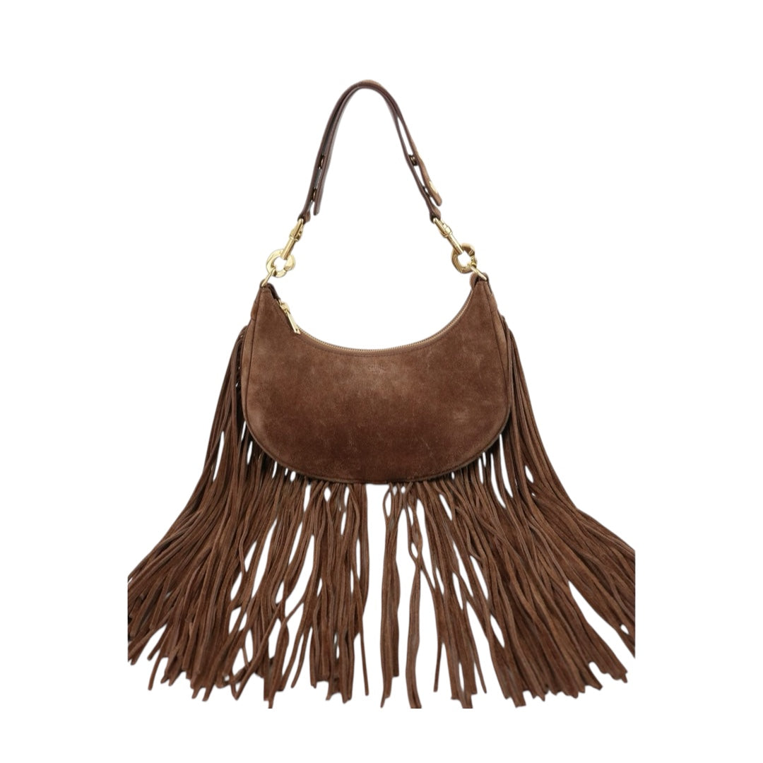 Include Entrupy Certificate of Authenticity｜Good ( Rank A) ｜CELINE Ava Fringes Strap Brown Shoulder Bag ｜X26051716