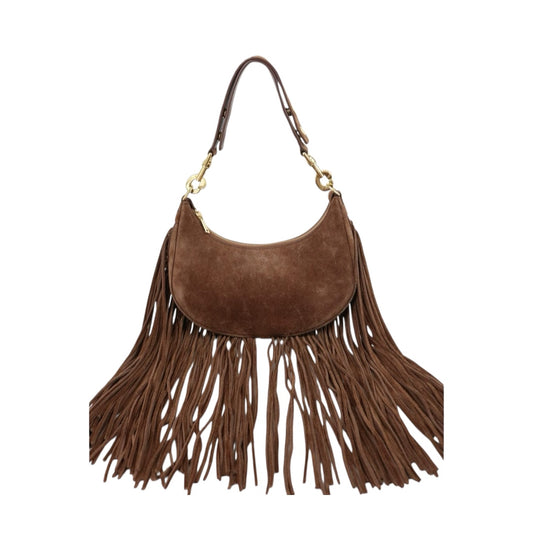 Include Entrupy Certificate of Authenticity｜Good ( Rank A) ｜CELINE Ava Fringes Strap Brown Shoulder Bag ｜X26051716