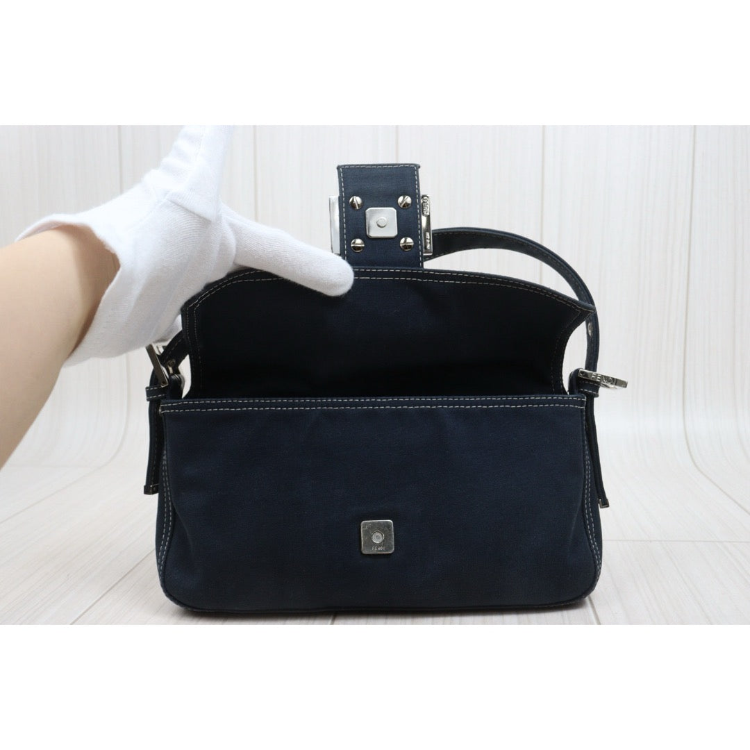 Include Entrupy Certificate of Authenticity｜Good ( Rank AB)｜  FENDI Denim Baguette Shoulder Bag  ｜S26060616